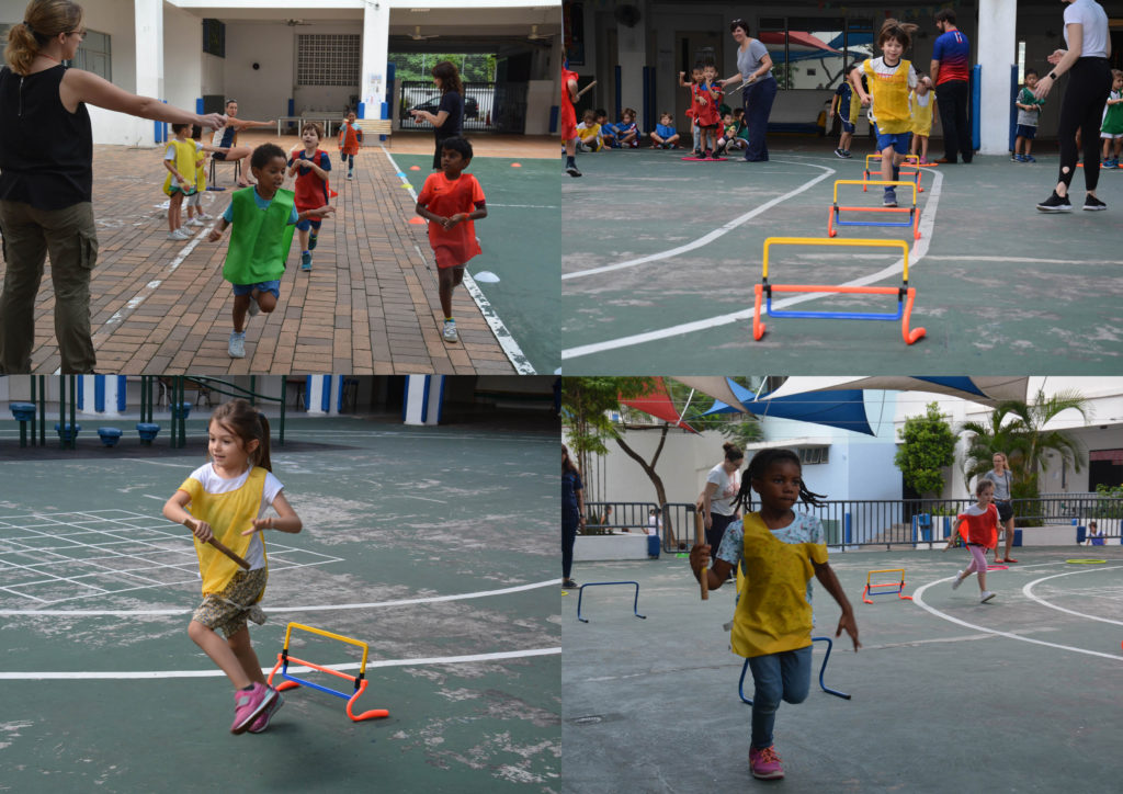 Last Friday, our three classes of eldest kindergarteners met for a sporting event!