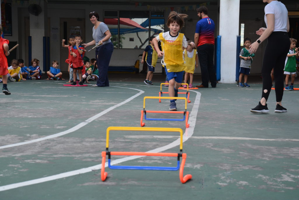 Kindergarteners met for a sporting event!